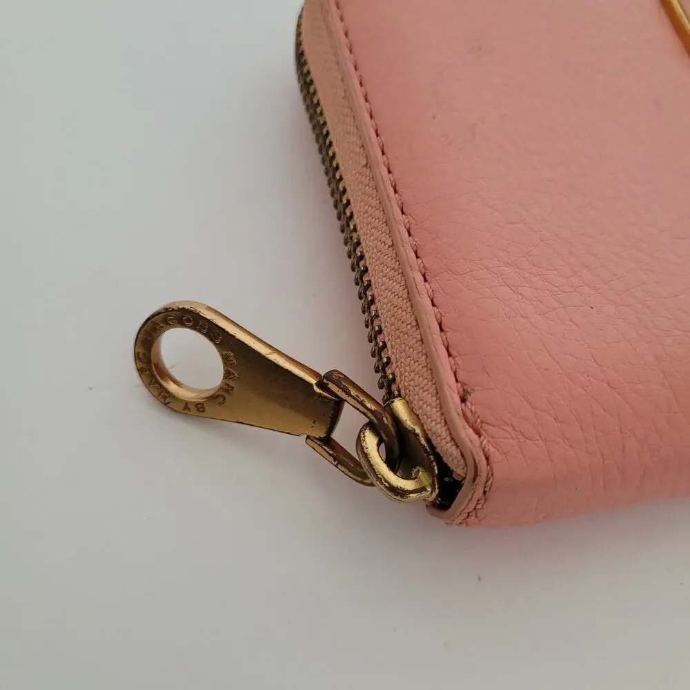 Marc By Marc Jacobs Light Pink Zip Around Wallet Large Continental Logo Designer